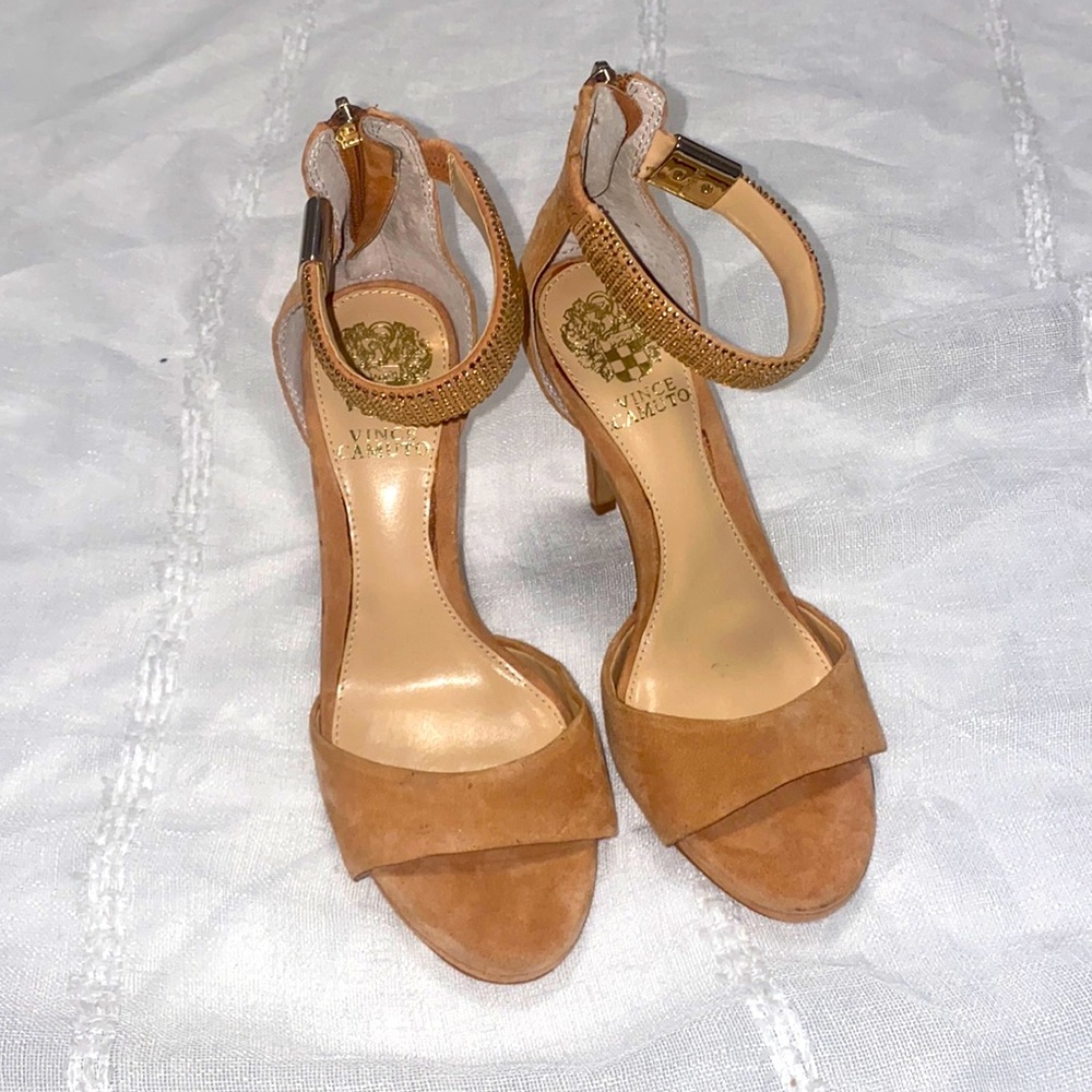 Tan suede heels